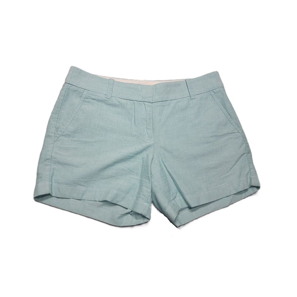 J Crew Chino Broken In Shorts Womens 4 Mid Rise Blue Cotton